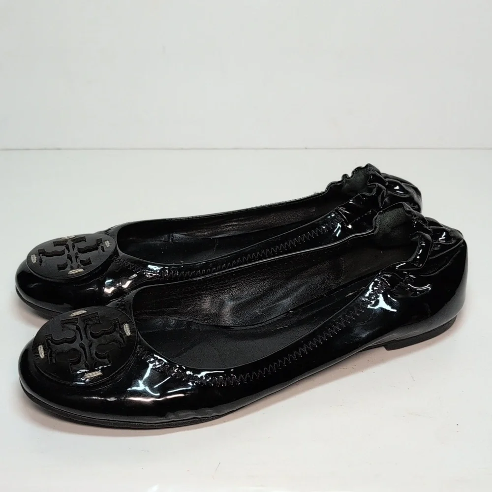 Tory Burch Minnie slip on leather glossy ballerina flats woman's size 7